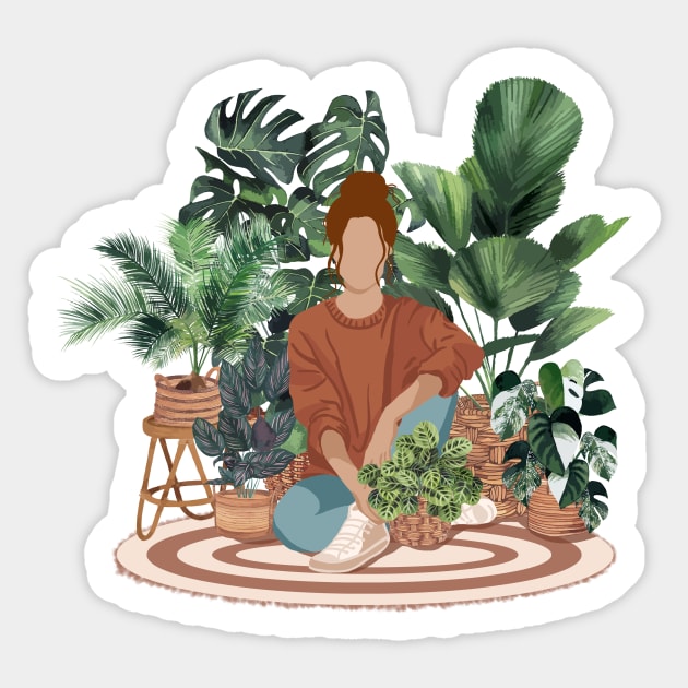 Girl with plants 3 Sticker by Gush Art Studio 1